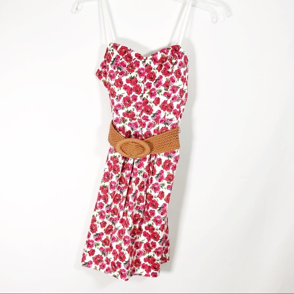 City Studio Spaghetti strap floral rose print midi or mini  dress Juniors Size 3